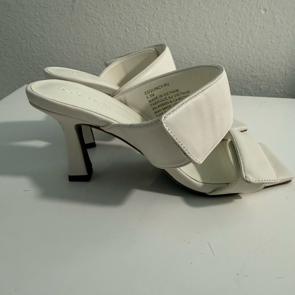 Open edit white  Double-Strap Square Toe Mid-Heel Mule - Picture 4 of 8